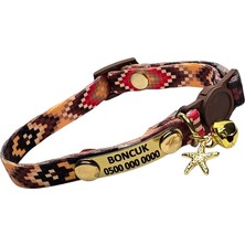 Özbience Renkli Sabit Künyeli Güvenlik Kilitli Kedi Tasması, Şık ve Dayanıklı Zımbalı Model