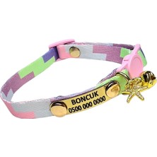 Özbience Renkli Sabit Künyeli Güvenlik Kilitli Kedi Tasması, Rahat ve Şık Tasarım