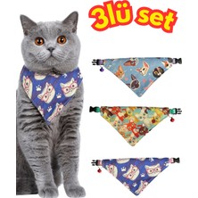 Özbience Renkli Desenli Fular Bandana Kedi Tasma Seti, Şık ve Rahat Kullanım