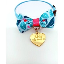 Özbience Kişiye Özel Zilli Papyonlu Kedi ve Köpek Tasma ve Isimlik Seti