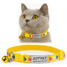 Özbience Renkli Kalp Desenli Isimlikli Kedi Tasma, Sallanmayan Künye