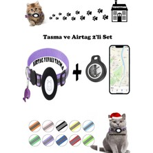 Özbience Kedi Takip Cihazı ve Airtag Yuvalı Boyun Tasması 2'li Set, Gps Uyumlu