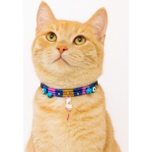 Özbience El Yapımı Nazar Boncuklu Kedi ve Köpek Kolyesi, Ayarlanabilir Kot Kumaş