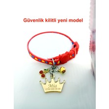 Özbience Kişiye Özel Güvenlik Kilitli Kedi Tasması ve Isimlik Seti