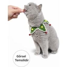 Özbience Yılbaşı Temalı Yeşil Ponponlu Kedi ve Köpek Çanlı Tasması
