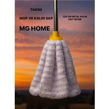 Allians Çizgili Havlu Mop Temizlik Seti Mikrofiber Mop ve Sopa Metal Sapli 2 Parça