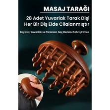Allians Doğal Ahşap Sandal Ağacı Masaj Tarağı, 28 Dişli Saç ve Vücut Masajı