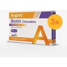 Argivit Biotin Chewable 60 Tablet - 3 Adet (Toplam 180 Tablet) - Dezenfektan Hediyeli (%72 Alkol)