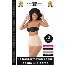 #korse Iz Yapmayan 2 Beden Küçülten Kaymaz Toparlayıcı Lazer Kesim Slip Korse - 3 Adet