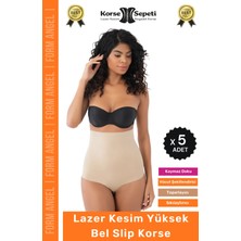 #korse Toparlayıcı Kaymaz 2 Beden Küçülten Kadın Lazer Kesim Yüksek Bel Slip Korse - 5 Adet