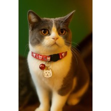 Özbience Kedi Desenli Ayarlanabilir Güvenlik Toka Tasması, Zilli ve Renkli Seçeneklerle