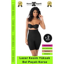 #korse Kaymayı Önleyen 2 Beden Küçülten Toparlayıcı Lazer Kesim Yüksek Bel Paçalı Korse - 2 Adet
