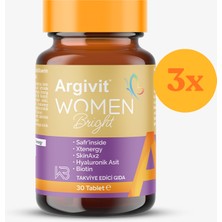 Argivit Woman Bright 30 Tablet - 3 Adet (90 Tablet) - Dezenfektan Hediyeli (%72 Alkol)