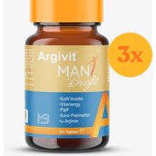Argivit Man Bright 30 Tablet - 3 Adet (Toplam 90 Tablet) - Dezenfektan Hediyeli (%72 Alkol)