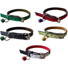 Özbience Renkli ve Desenli 5'li Deri Zilli Kedi Tasmaları Seti