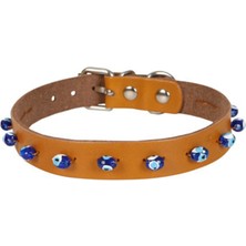 Özbience Yumuşak Deri Küçük Irk Köpek ve Kedi Boyun Tasması, Camel Renk, Xlarge