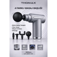 Allians Şarjlı Darbeli Masaj Tabancası, 4 Başlık, 6 Kademe, Tüm Vücut Rahatlatıcı