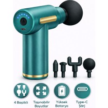 Allians Uzun Ömürlü 4 Başlıklı Taşınabilir Masaj Tabancası – Renkli Yeşil