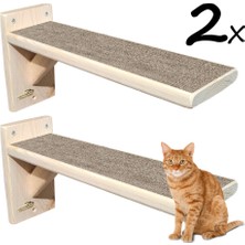 Özbience Ahşap Uzun Kedi Basamağı ve Köprü Seti, 30CM, 2'li