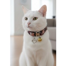 Özbience Leopar Desenli Ayarlanabilir Kedi Tasma ve Kordon Seti