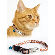 Özbience Renkli Desenli Kedi Tasma Metal Isimlikli Sallanmasız Güvenli ve Şık