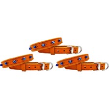 Özbience Kahverengi Deri Kedi ve Köpek Tasmaları, Nazar Boncuklu, 38CM x 1,5cm, 3'lü Set