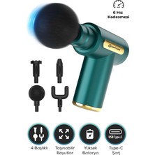 Allians Yüksek Performanslı Titreşimli Masaj Tabancası 4 Başlıklı Yeşil 19X13CM