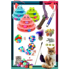 Özbience 10'lu Mega Kedi Lüx Oyuncak Seti Tüylü Tırmalama Hediye