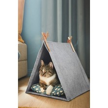 Özbience Renkli Kedi ve Küçük Köpek Oyun Çadırı, Minderli Yatak ve Kulübe
