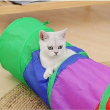 Özbience Katlanabilir Gökkuşağı Renkli Kedi ve Köpek Oyun Tüneli
