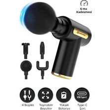 Allians Gelişmiş Titreşimli Masaj Tabancası, 4 Başlık, Siyah, 19X13 cm