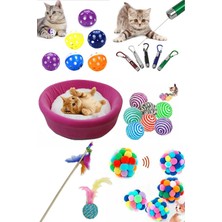 Özbience Rahatlatıcı Kedi Yatağı ve Eğlenceli 7 Parça Oyun Seti