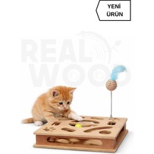 Özbience Ahşap Kedi Oyuncağı, Çıngıraklı Top, Yatay Model, 30X30 cm