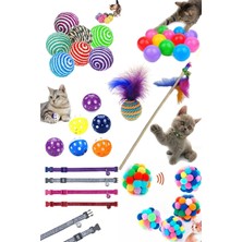 Özbience Renkli ve Tüylü Top Seti, Çıngıraklı Olta ve Tasma ile Eğlence Dolu Anlar