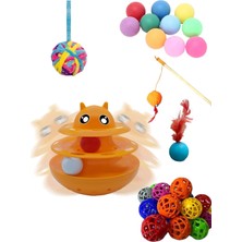 Özbience Çift Katlı Kedi Oyuncak Seti, Mama Ödül Hazneli, Eğlence Dolu Tasarım