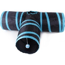 Özbience Katlanabilir 3 Yönlü Kedi Oyun Tüneli 80 cm Siyah