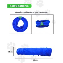 Özbience Mavi Katlanabilir Kedi Tüneli 125 Cm, Dayanıklı ve Kolay Temizlenir