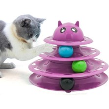 Özbience Çok Katlı Renkli Yuvarlak Kedi Oyuncağı ve Oyun Tüneli Seti