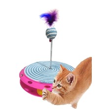 Özbience Eğlenceli Tek Katlı Kedi Oyuncağı ve Tırmalama (Turkuaz Beyaz)