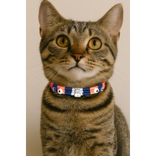 Özbience Renkli Gümüş Kaplama Kedi ve Ay Detaylı Cam Nazar Boncuklu Kolye