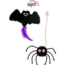 Özbience Cadılar Bayramı Kedi Oyuncak Seti 2'li, Hışırtılı Yarasa ve Çıngıraklı Örümcek