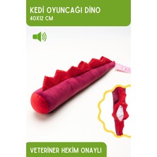 Özbience Renkli ve Kokulu Dino Sesli Kedi Oyuncağı, Matatabi ve Catnipli, 40X12