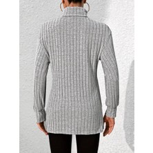 Nova Epoxy Art Kadın Uzun Kollu Balıkçı Yaka Yandan Yırtmaçlı Şardonlu Kaşkorse Bluz