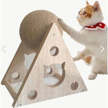 Özbience Doğal Ahşap Ipli Kedi Topu, Eğlenceli ve Dayanıklı Tırmalama Oyuncağı