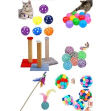 Özbience Eğlenceli Kedi Tırmalama Tahtası ve Oyuncak Seti, 7 Parça