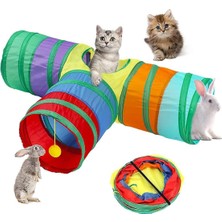 Özbience Renkli Evcil Hayvan Oyun Tüneli 85X50CM, Eğlenceli ve Rahat Kullanım