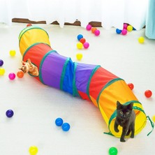 Özbience Katlanabilir Gökkuşağı Uzun Kedi ve Köpek Oyun Tüneli 125CM