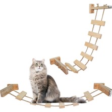 Özbience Ahşap Halatlı Kedi Merdiveni ve Köprü 75CM, Duvar Yolu Kedi Oyunu