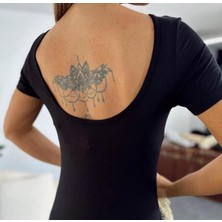 Nova Epoxy Art Kadın Kısa Kollu Sırt Dekolte Detay Önü Çift Yırtmaçlı Viskon Elbise