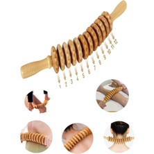 Allians Ahşap 12 Dönerli Masaj Rulosu, Selülit Azaltıcı ve Kas Gerginliği Destekleyici